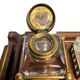 Desk inkwell in molded wood, brass and crystal, late 19th century