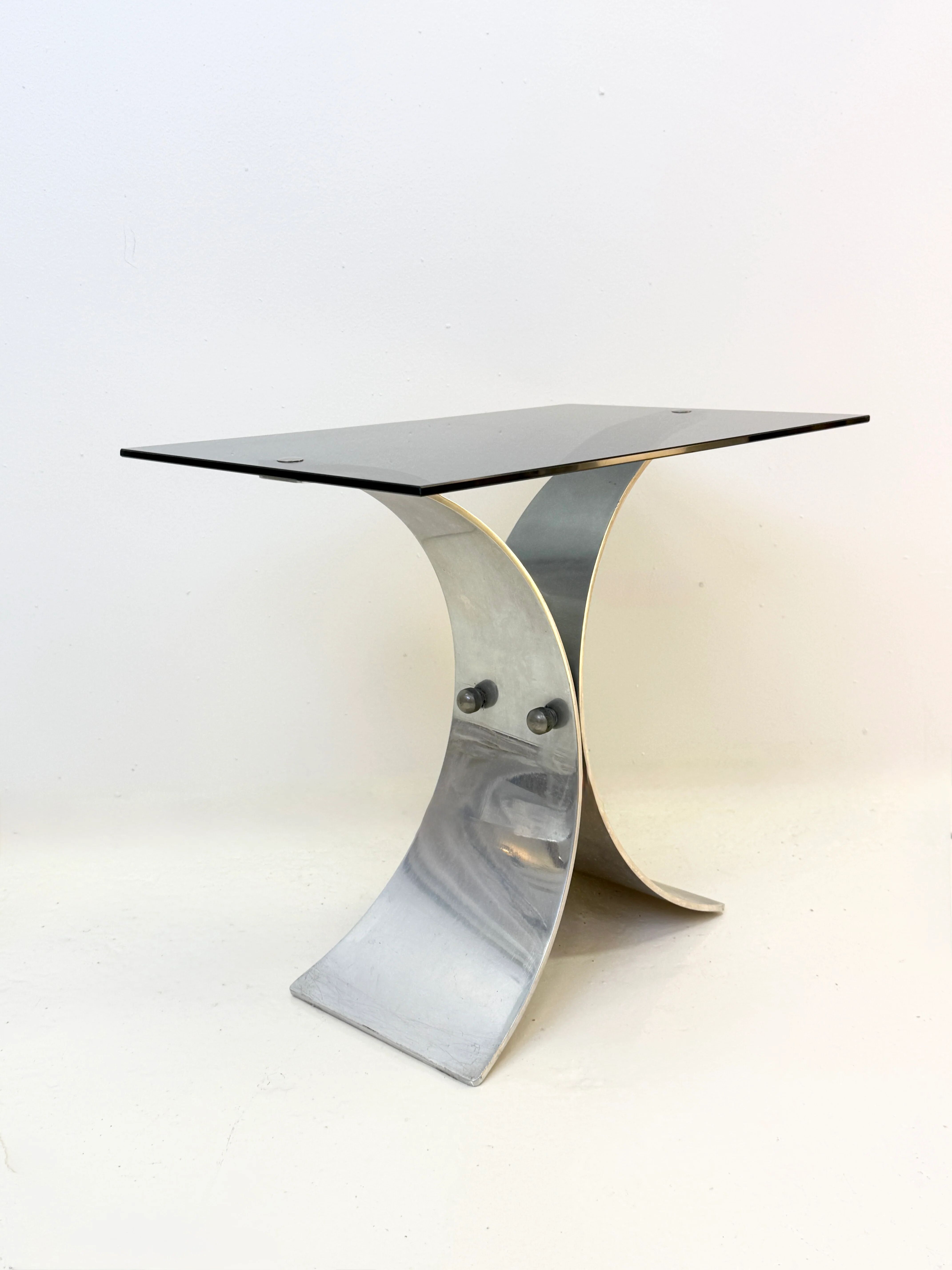 Space age side table in brushed steel, 1970s