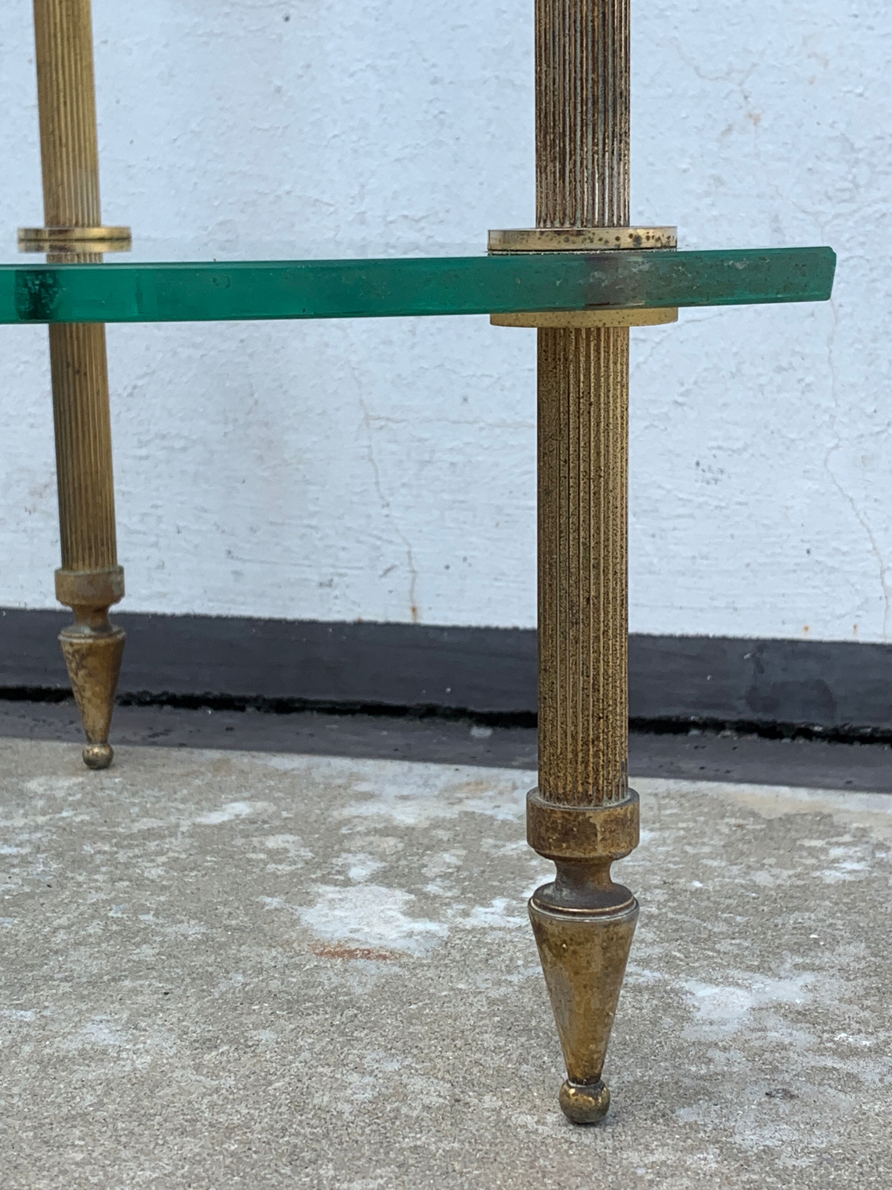 Neoclassical corner or corner seat, 3 levels in white tempered glass