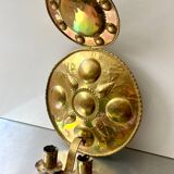 Grand bougeoir mural en laiton antique hauteur 35 cm
