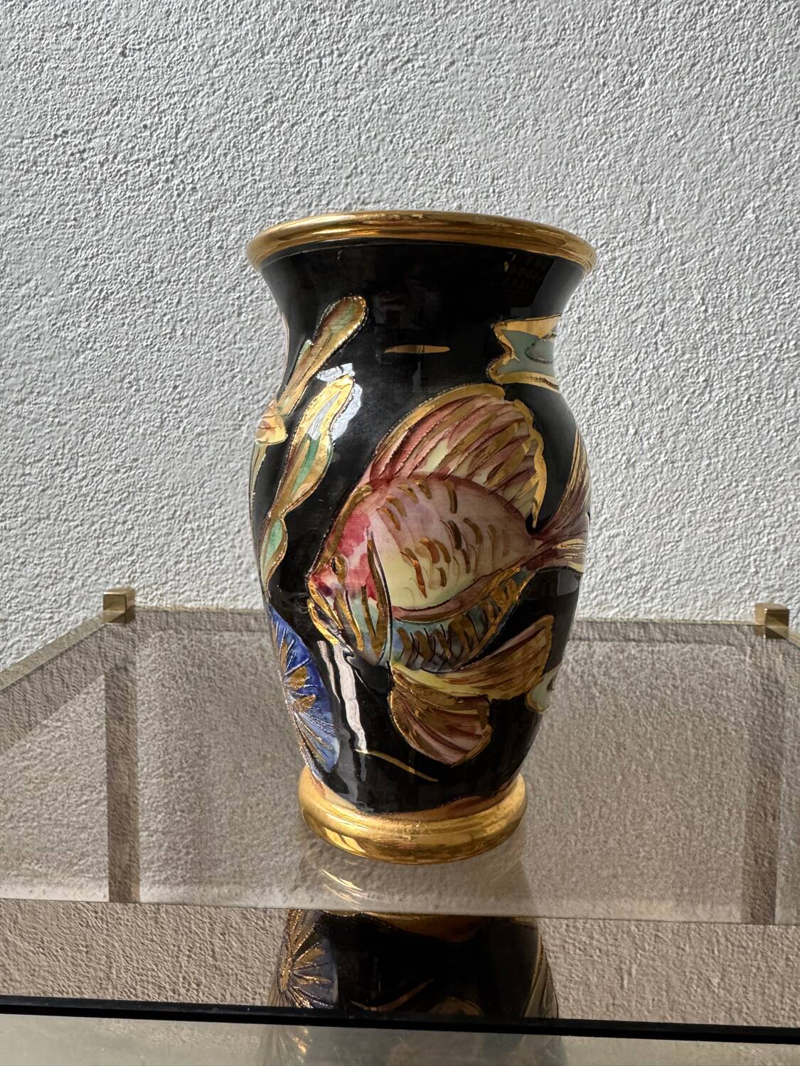 Ceramic vase Vallauris fish 60s
