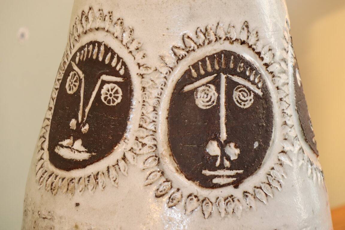 Enamelled ceramic table lamp by Albert Thiry, Vallauris 1960