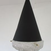 Conical suspension in metal and frosted glass design 60s - 70s