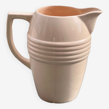 Very large pitcher / vase in powder pink earthenware