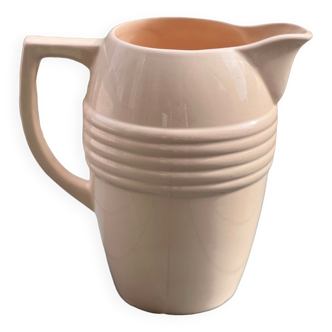 Very large pitcher / vase in powder pink earthenware