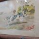 Old painting watercolor painting hunting dog signed p giraud