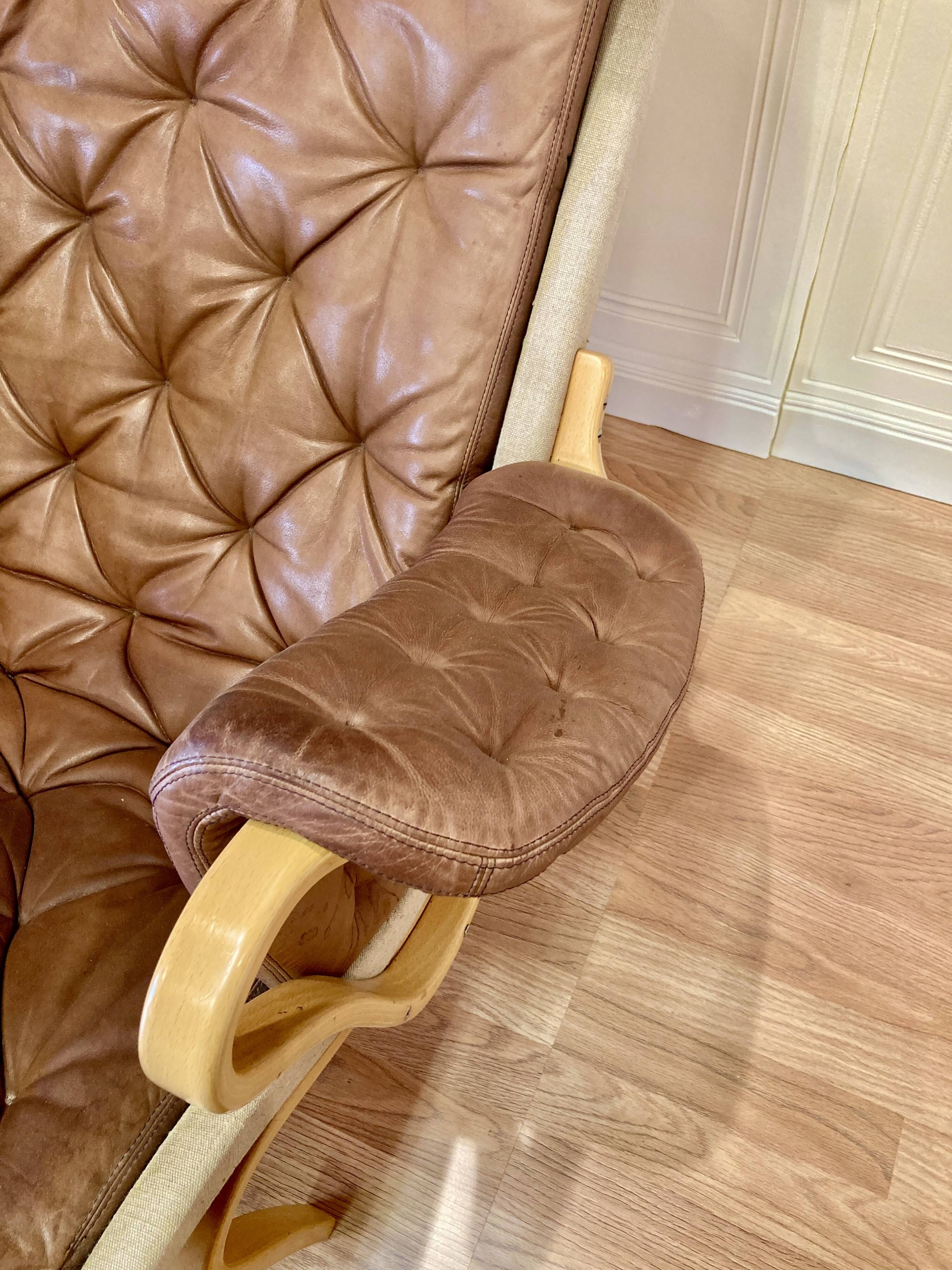"Pernilla" leather armchair "Bruno Mathsson" 1960.
