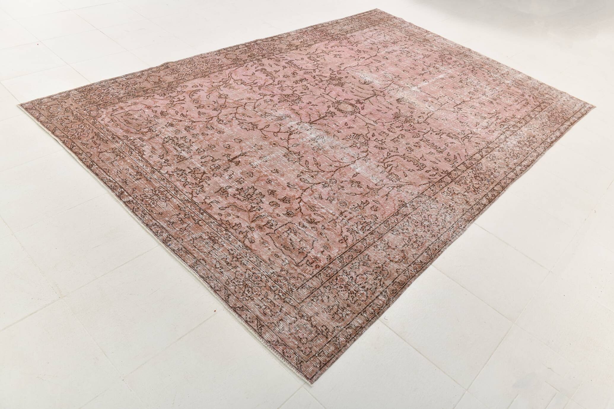 Pink & Brown Large Vintage Rug, 213x325Cm