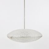 Mid-century Textured Glass and Nickel Kalmar Discus Chandelier, Austria, 1950s