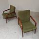 Pair of wooden armchairs Uluv green fabric 1960