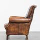 Fauteuil vintage en cuir de mouton avec dossier haut
