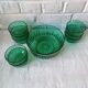 Emerald green dessert service, salad bowl and 8 Arcoroc bowls.