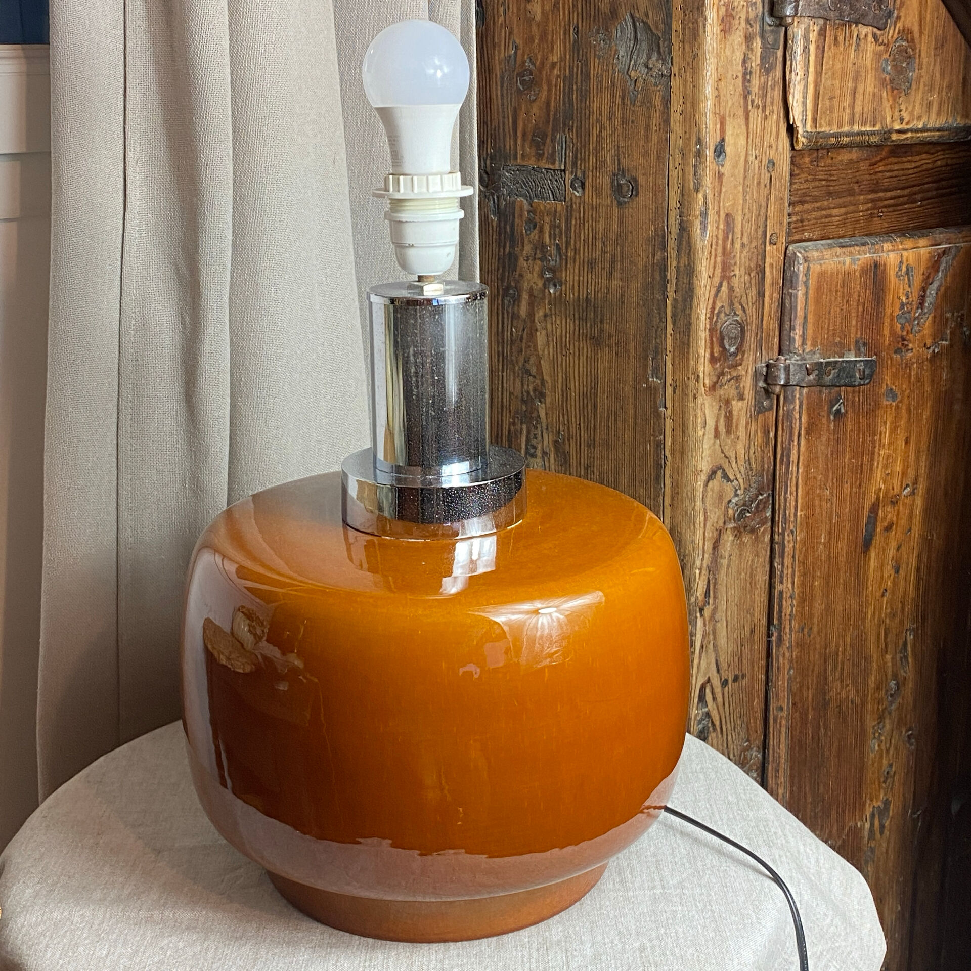 Large glazed ceramic lamp, 1970s