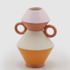 Vase en terre cuite rose, écru, orange 21cm