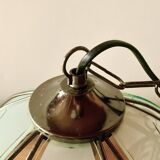 Vintage Hollywood Regency style metal and sandblasted glass chandelier