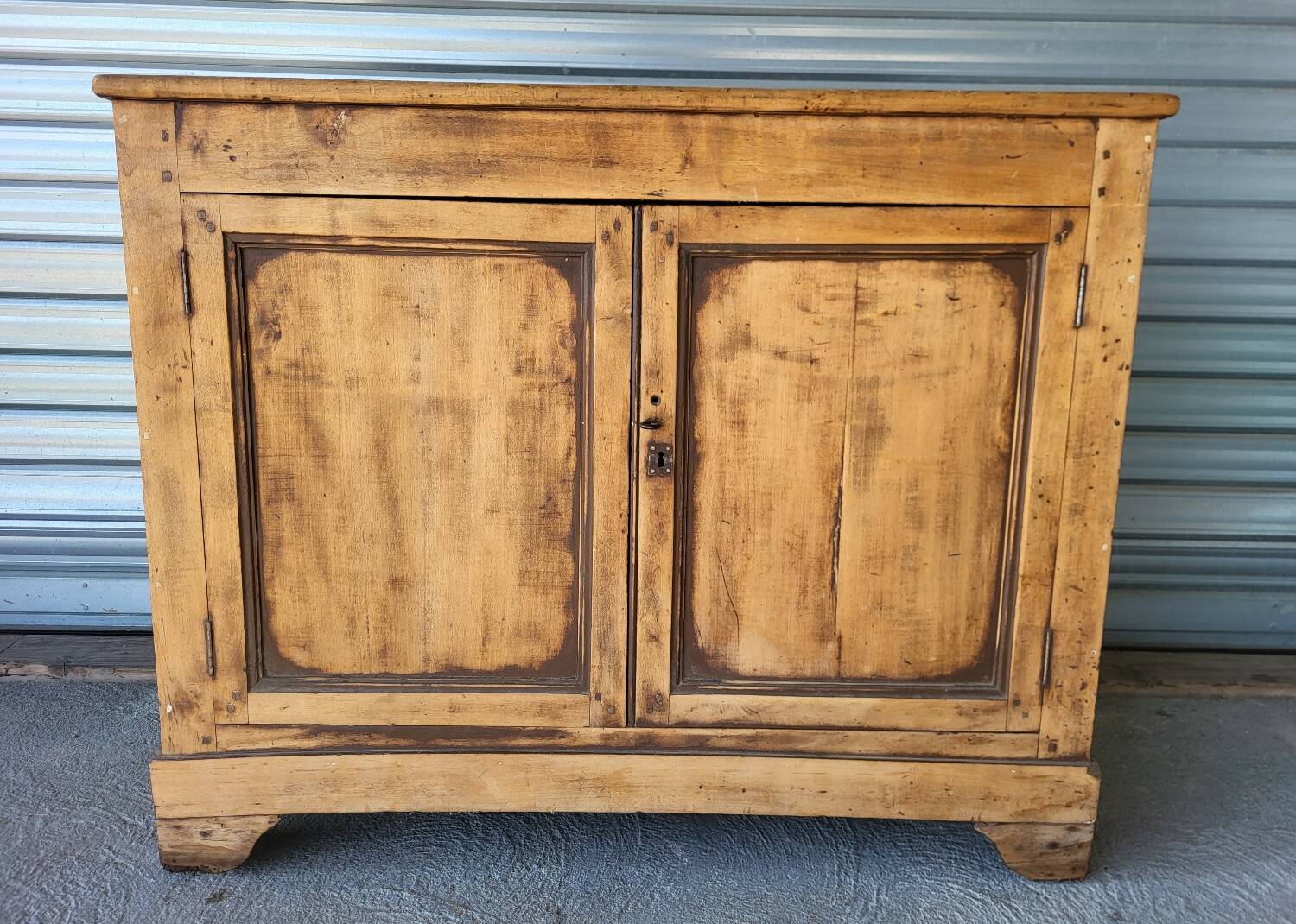 Antique sideboard, 2-door buffet in raw solid wood