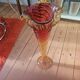 Very large vintage cornucopia vase in gradient red and amber glass - H 53.5 cm