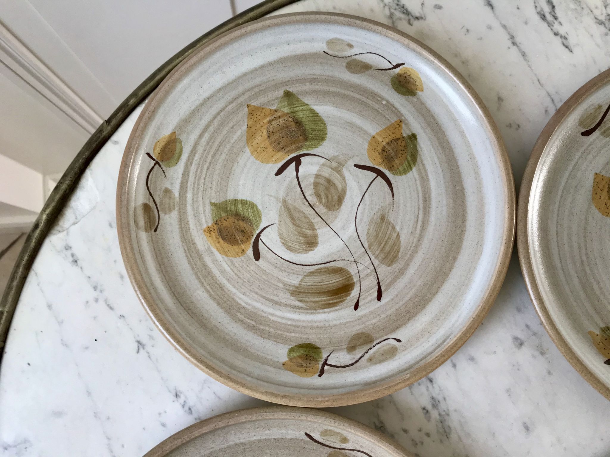 set of 4 sandstone dessert plates Niderviller Doria Ste Radegonde hand painted white years