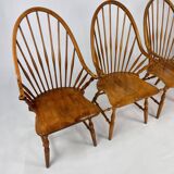 Set of 4 Scandinavian Windsor chairs in birch wood, 1960s