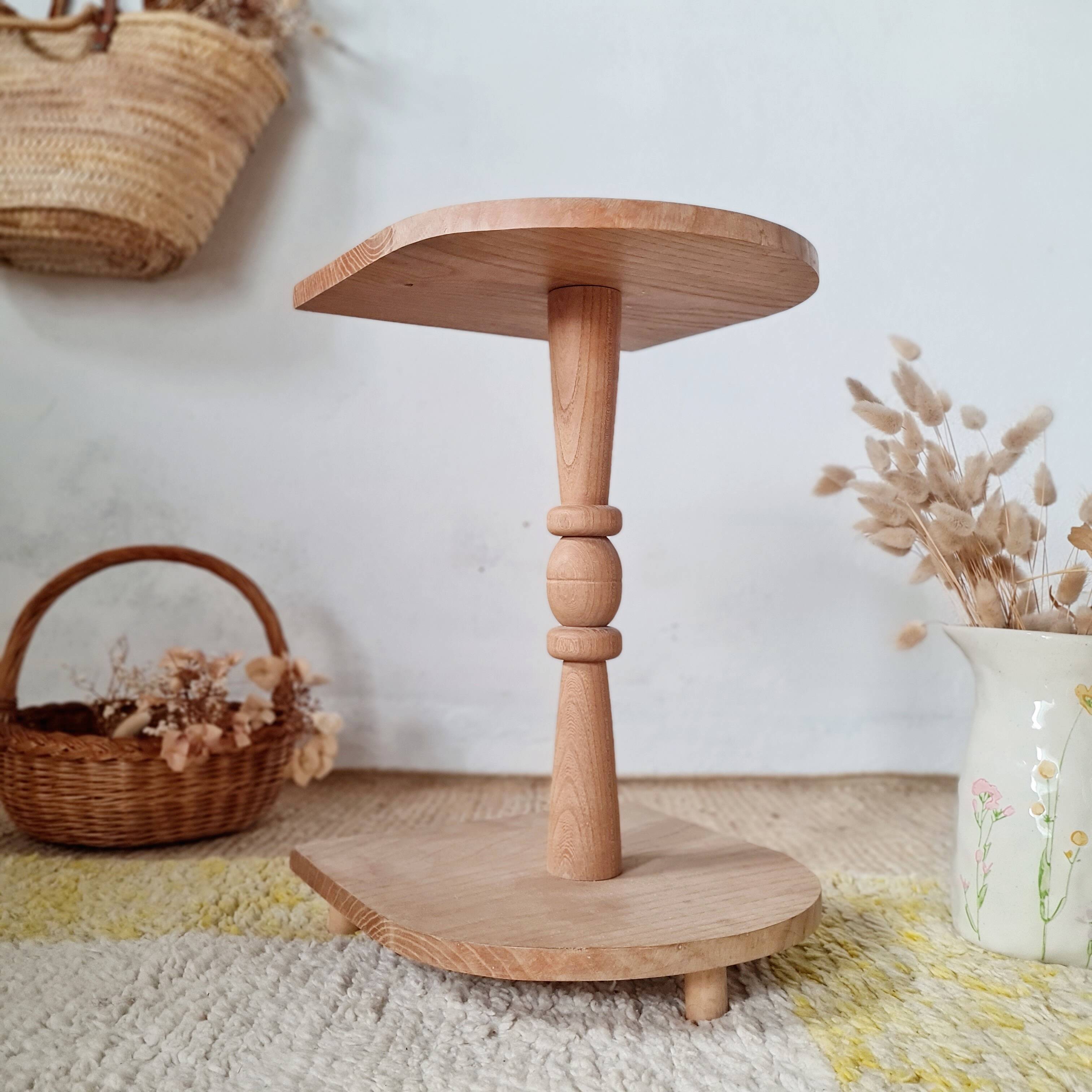 Brutalist side table in raw wood
