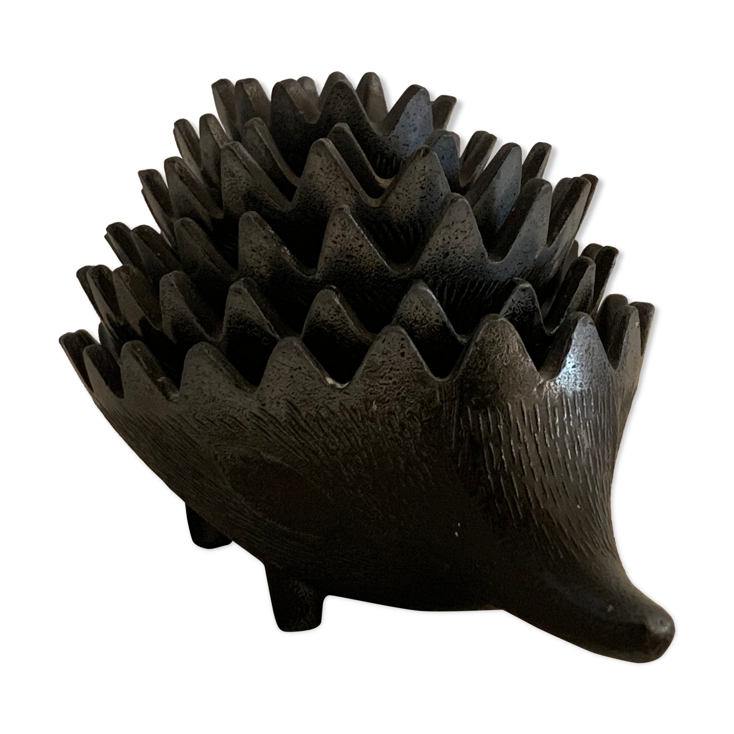 Ashtray 6 hedgehogs in bronze 1950