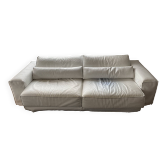 Roche Bobois white leather sofa