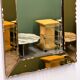 Striking French amber-coloured mirror with sculpted edge details, 1940s