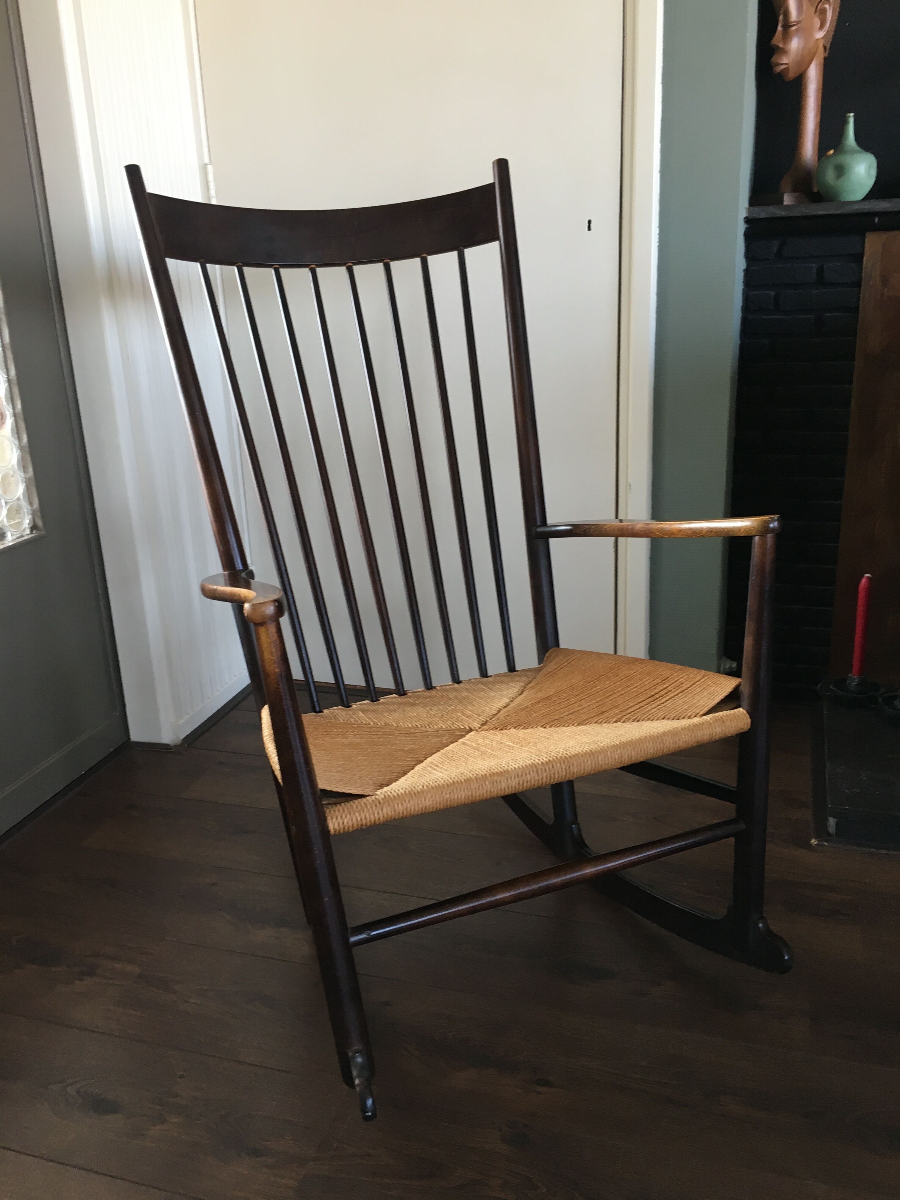 Vintage Scandinavian J16 rocking chair by Hans J. Wegner for FDB