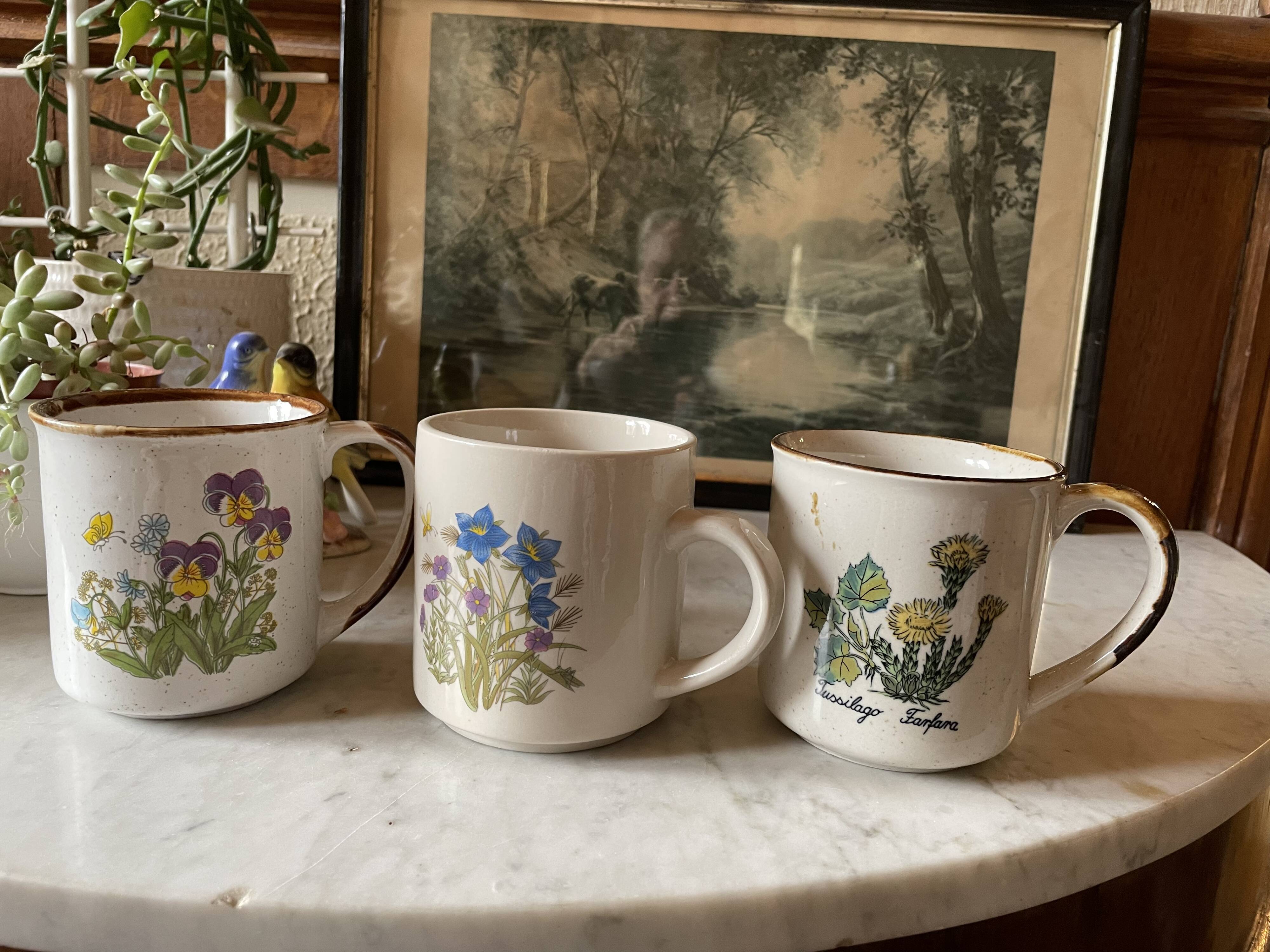 3 vintage stoneware mugs