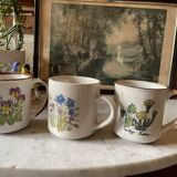3 vintage stoneware mugs