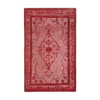 Handmade vintage turkish 1970s 205 cm x 334 cm red rug