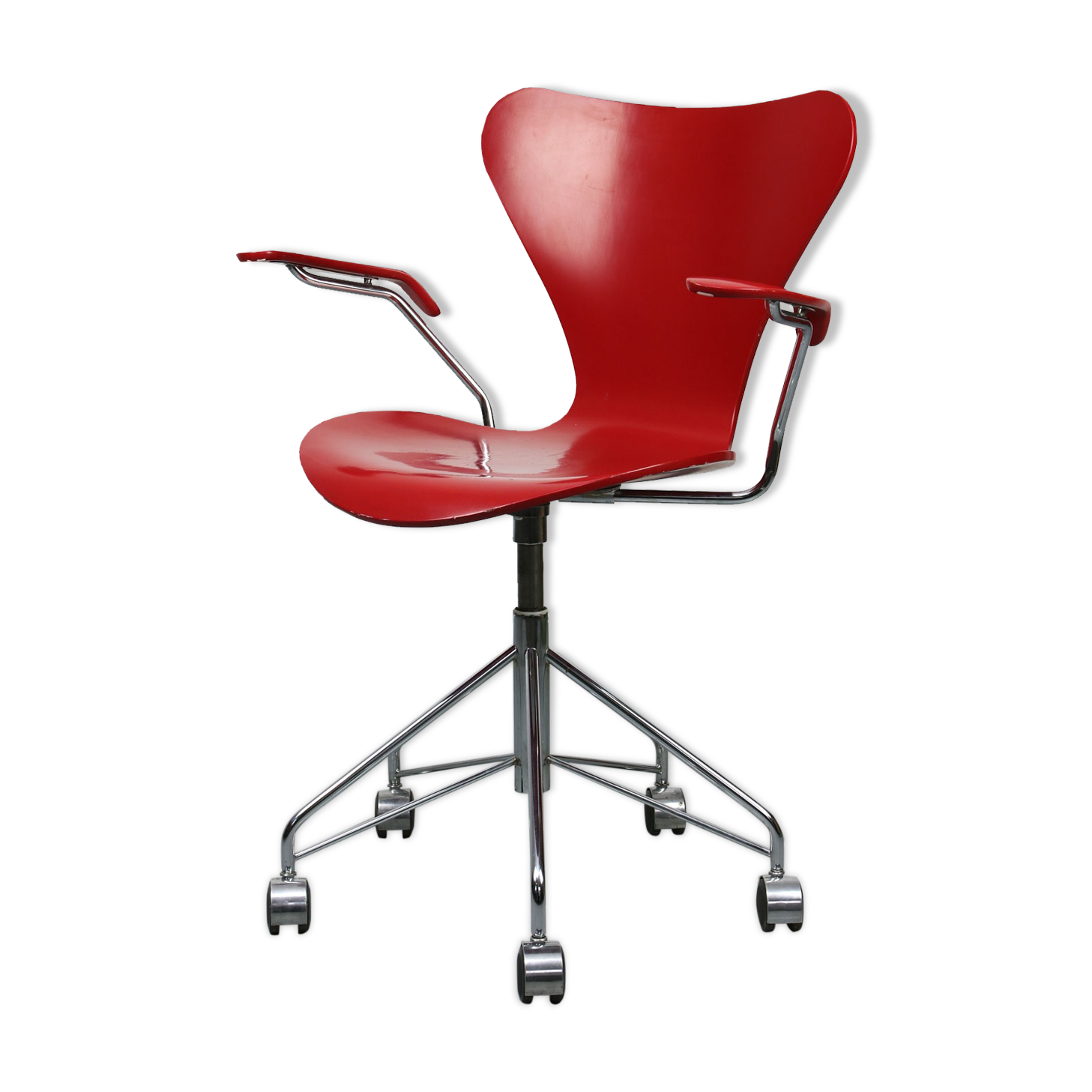 Chaise modèle 3217 Red Swivel par Arne Jacobsen pour Fritz Hansen