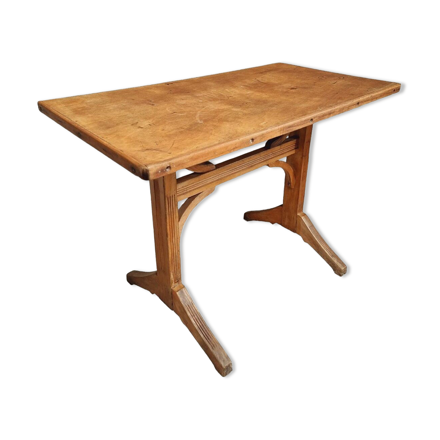 Antique bistro table beech side table or work table