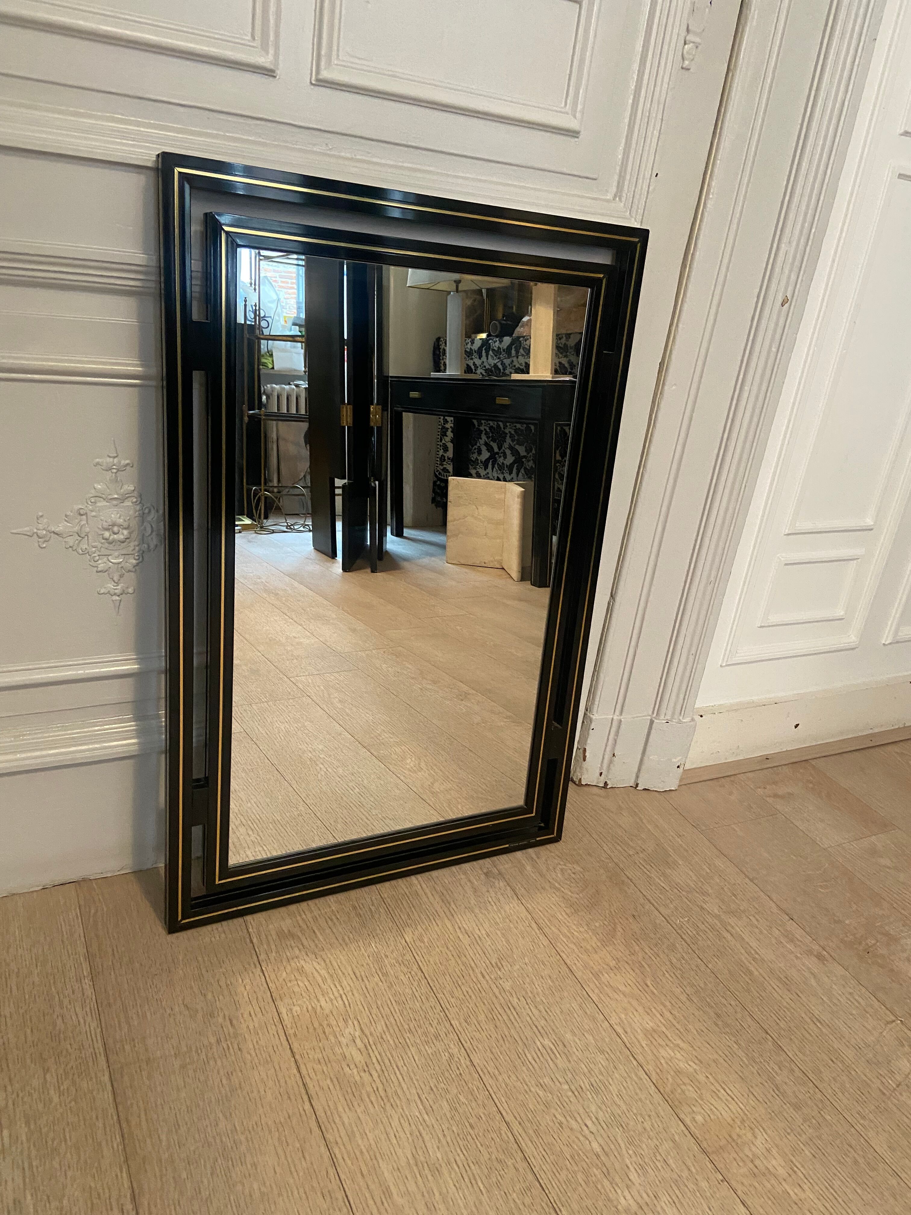 Mirror Pierre Vandel black and gold, 1970s
