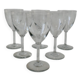 Set of 6 engraved crystal flared wine glasses from the 30s and 40s