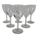 Set of 6 engraved crystal flared wine glasses from the 30s and 40s