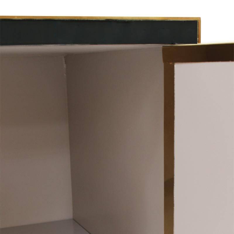 Mid Modern Italian Colored Glass Sideboards with Solid Wood Structure and Brass