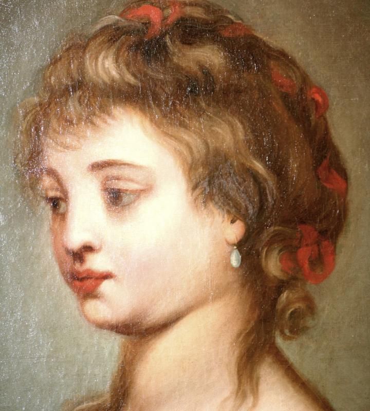 Oil painting on canvas girl portrait late 18th