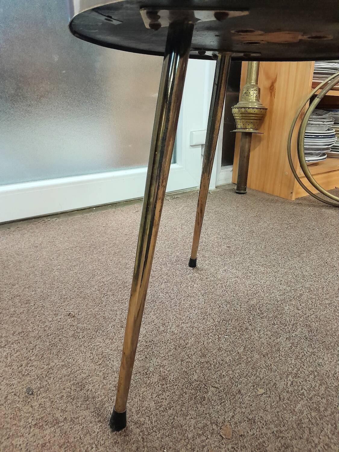 Brass and imitation leather coffee table