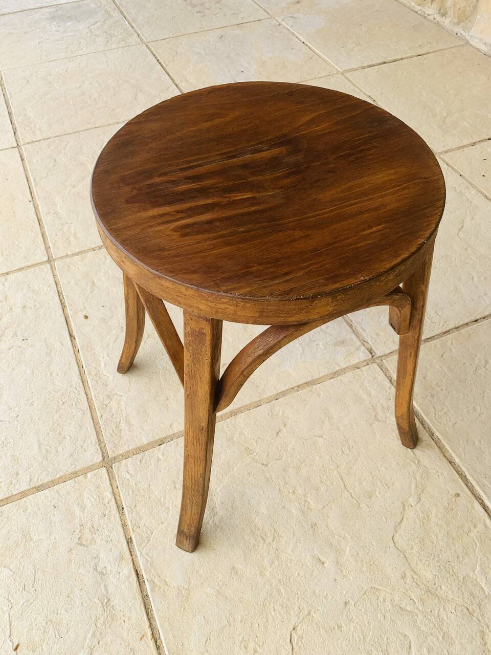 Curved Wood Stool Vintage, Baumann, Circa 1950s/1960s