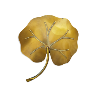 Wall lamp in golden brass leaf water lilies design 60