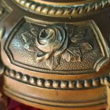 lampe ancienne bronze massif et abat jour verre