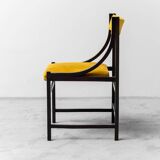 Set 6 chaises tissu jaune bois 1960s vintage modernisme
