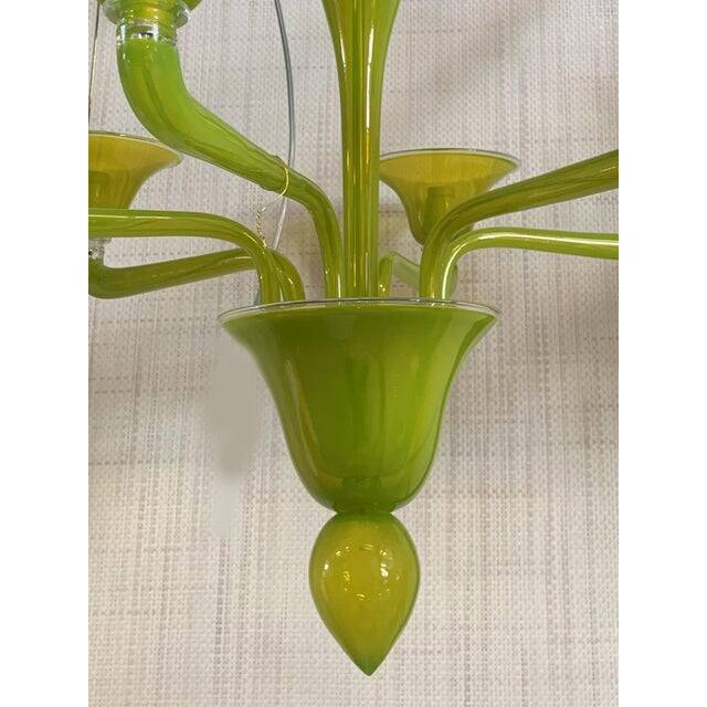 Contemporary Translucent Apple-Green Murano Style Glass Chandelier