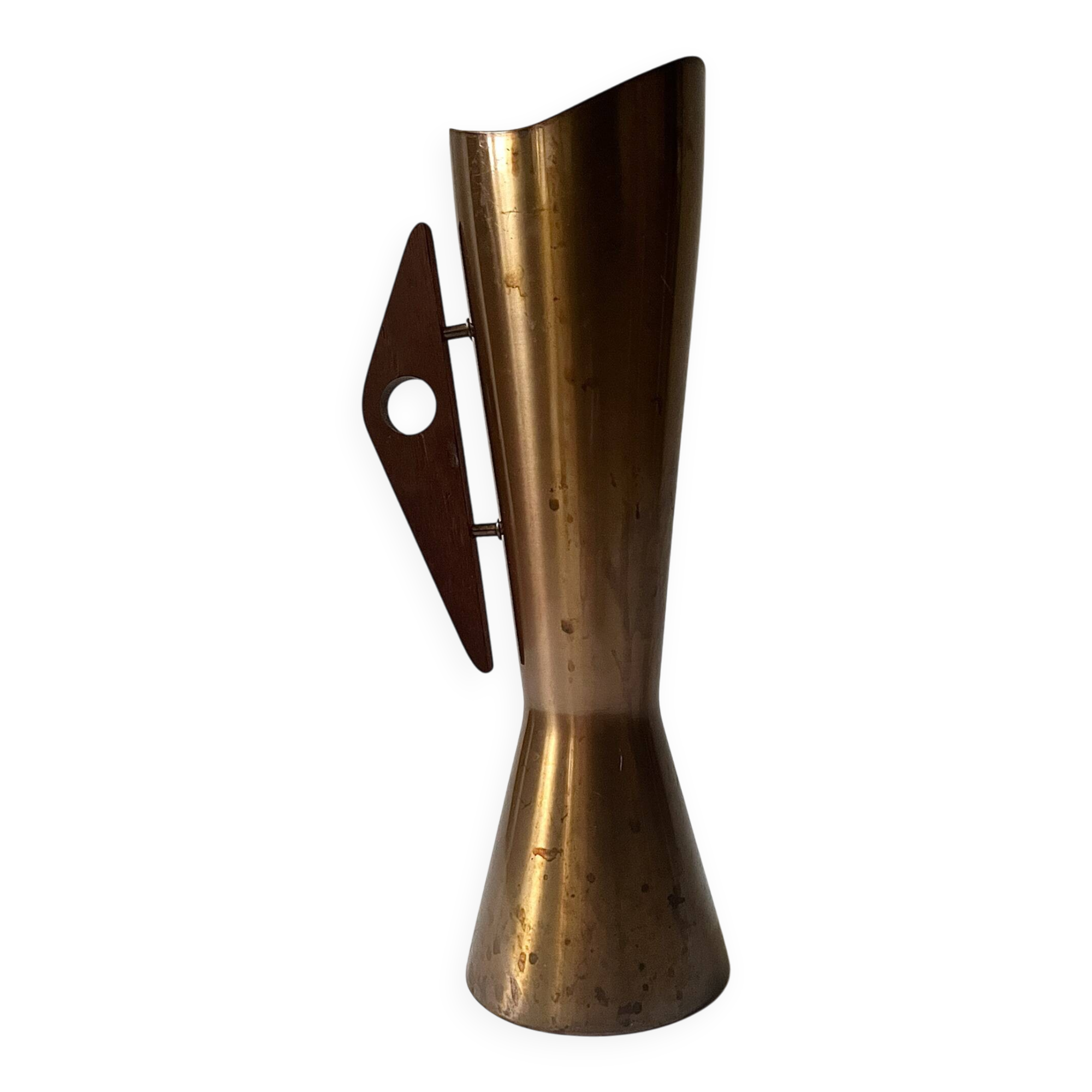 Scandinavian design vase in copper & teak, Denmark 1950