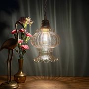 Vintage amber glass globe pendant light