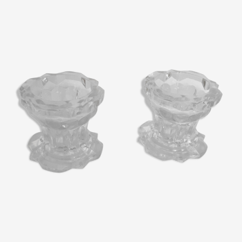 2 Reims glass candlesticks