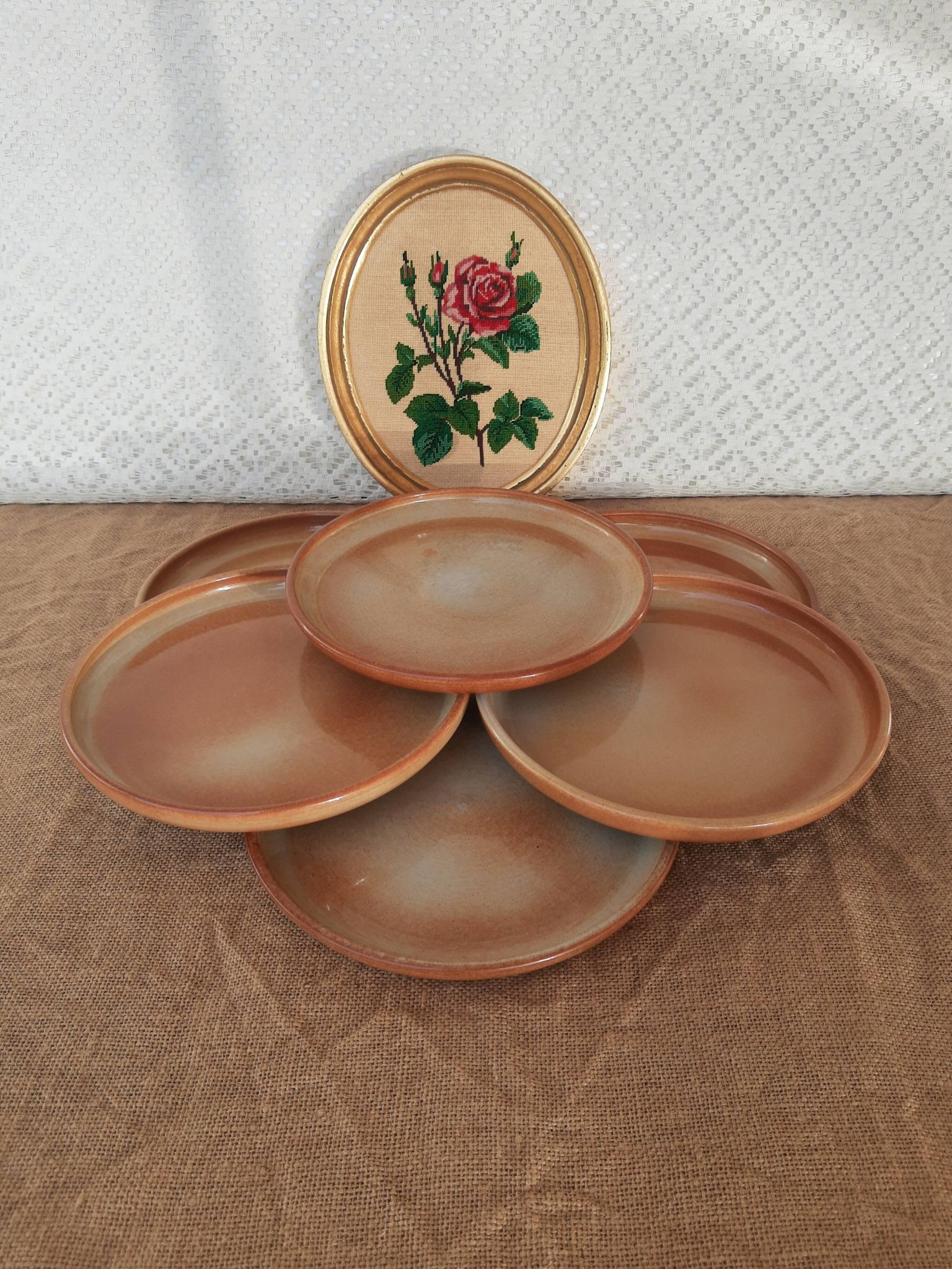 Set of 6 dessert plates in Montgolfier France vintage manufacture