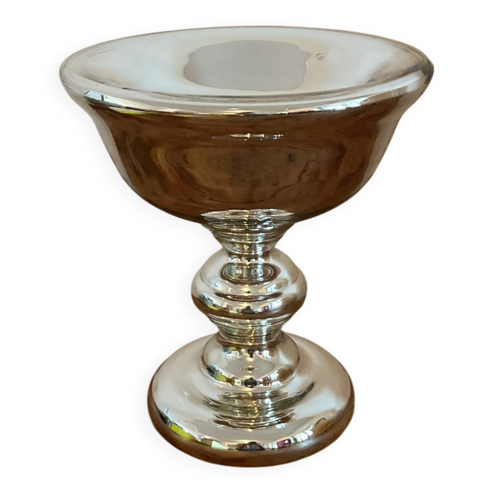 Coupe / calice en verre mercurisé soufflé  vintage
