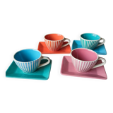 Set of 4 vintage lbvyr cups & saucers – 1970s